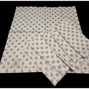 6 Hillcrest Cloth Napkins Dinner Party  Table Cotton White Gold Circle  20x20"